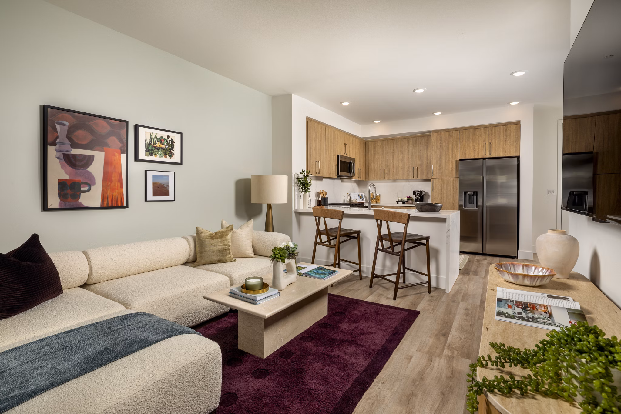 living room at Lucia at Aviara Apartments 