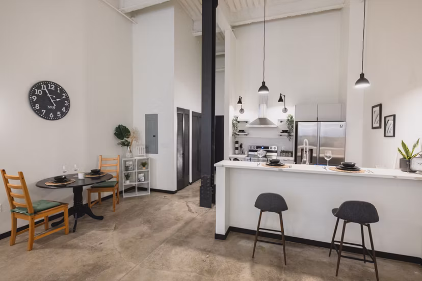 kitchen at Poth Brewery Lofts Apartments