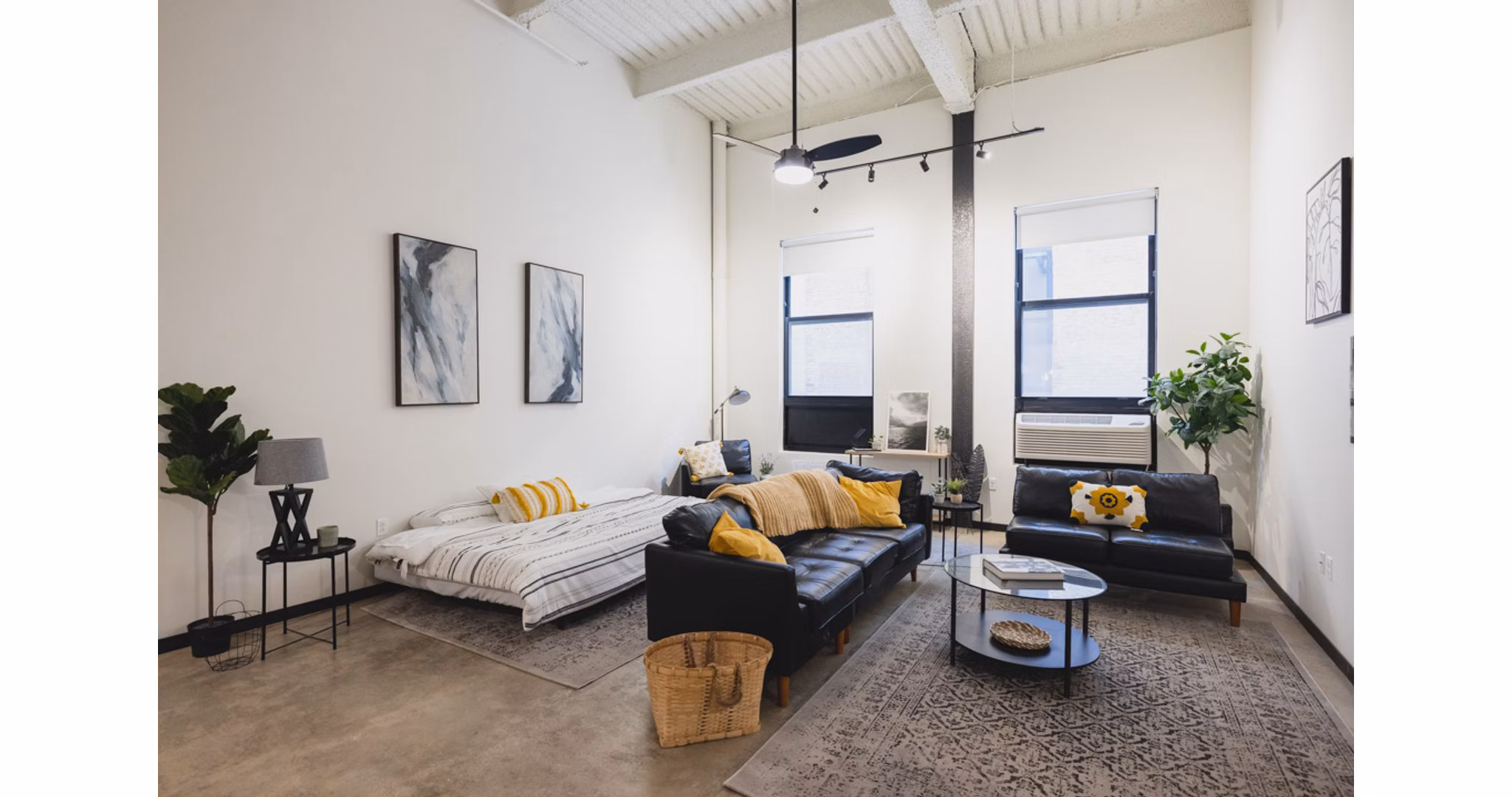 living room at Poth Brewery Lofts Apartments