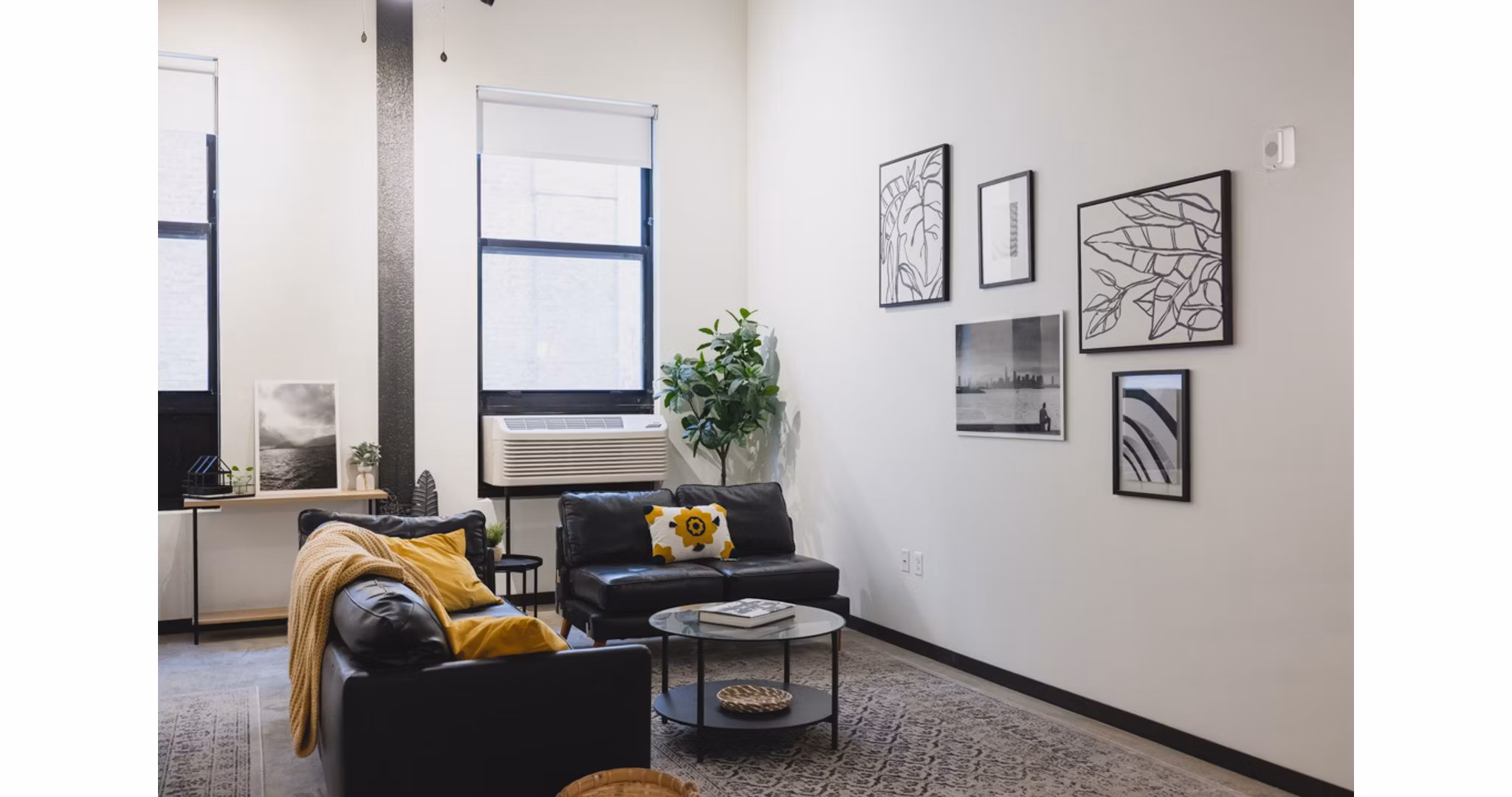 living room at Poth Brewery Lofts Apartments