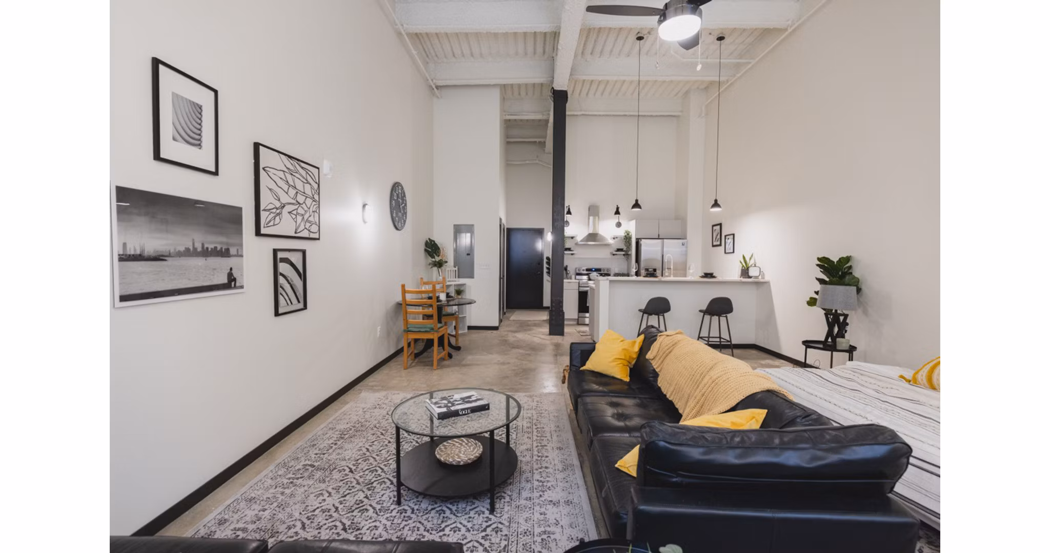 living room at Poth Brewery Lofts Apartments