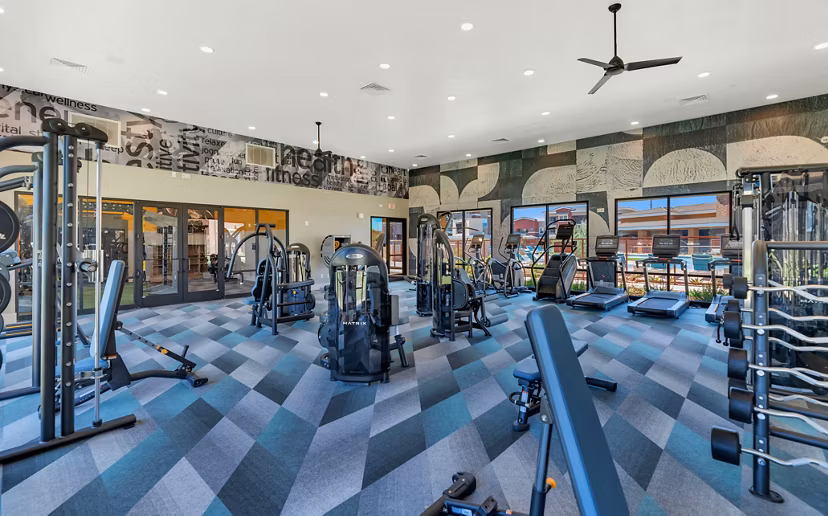 fitness center at Zaterra Apartments 