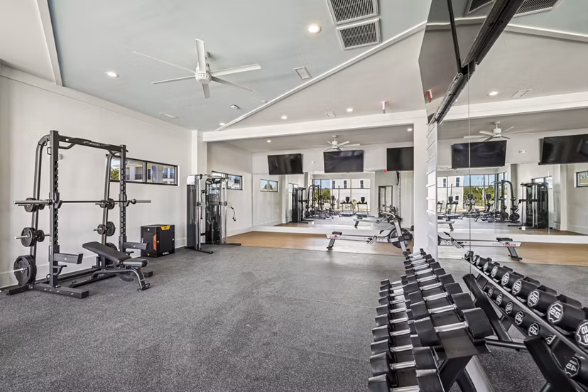 fitness center at Rio Point Apartments