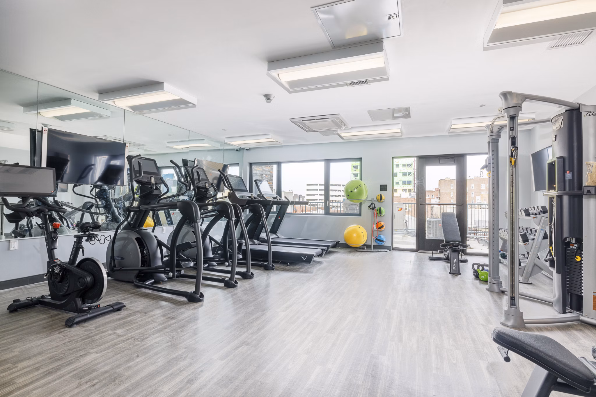 fitness center at The Station Apartments 