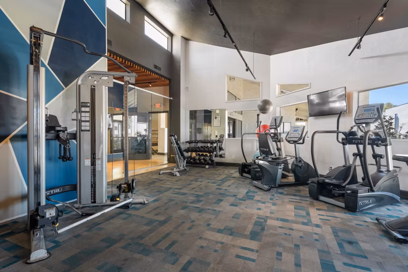 fitness center at Station 21 Apartments