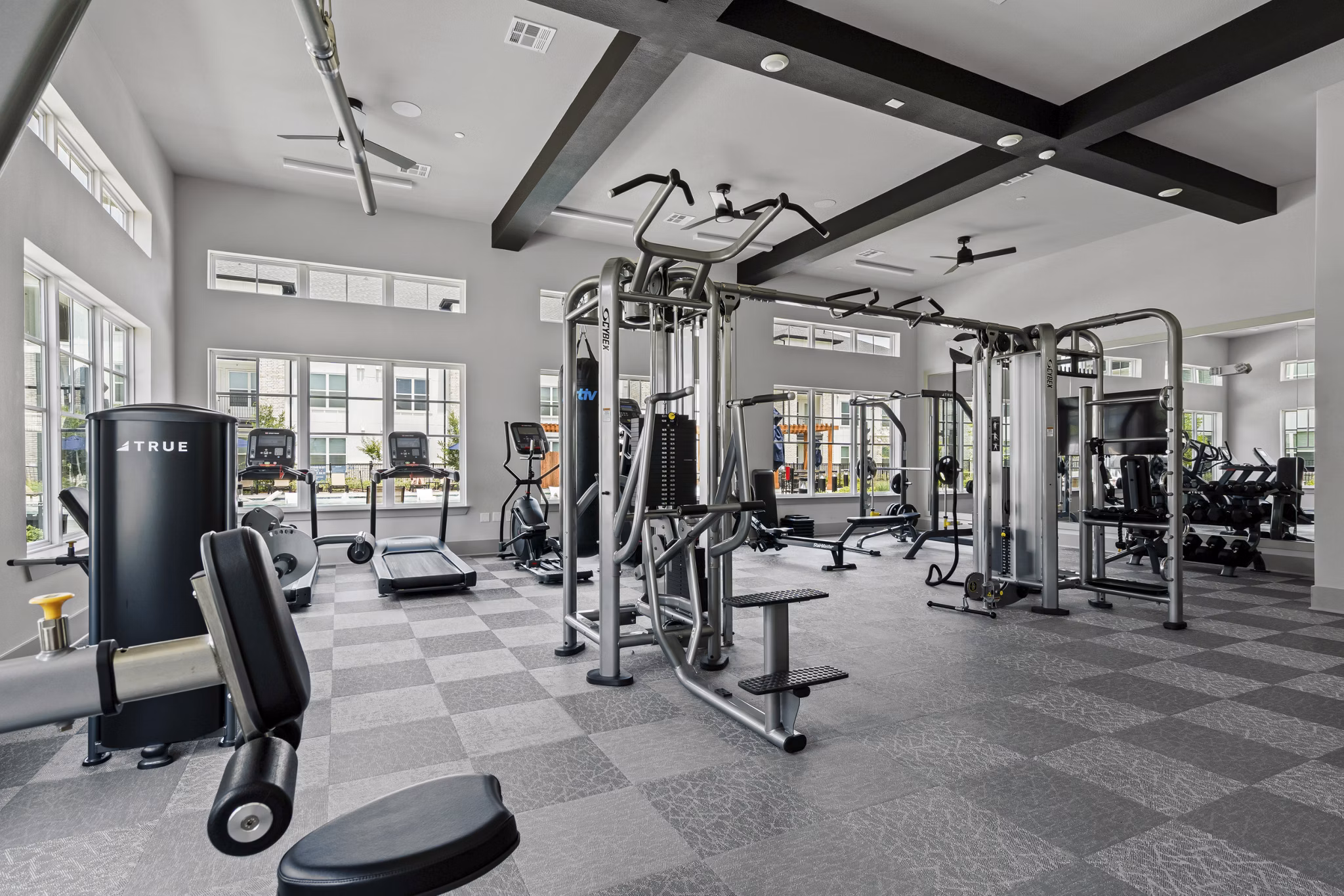 fitness center at Peak at 1385 Apartments