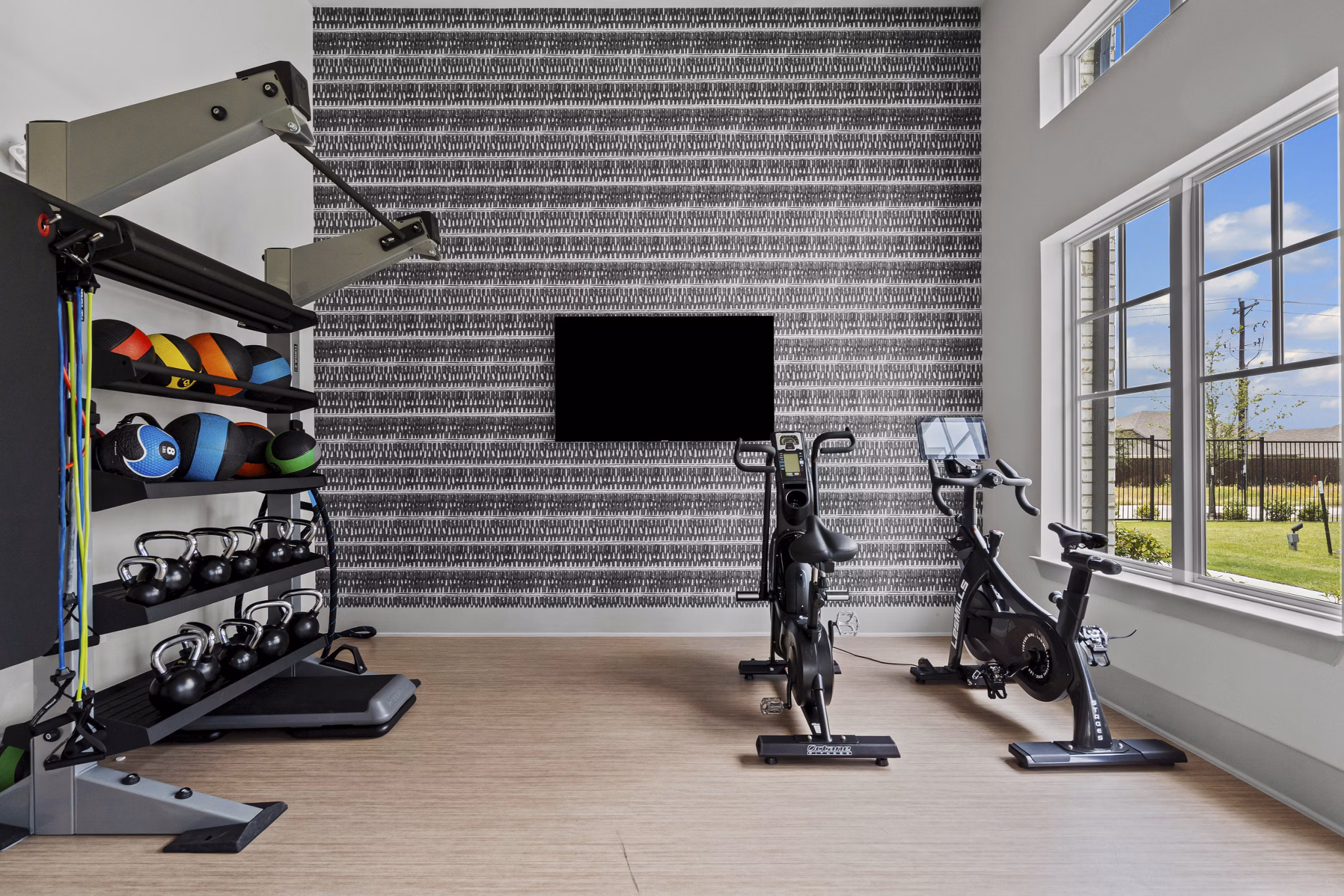 fitness center at Peak at 1385 Apartments
