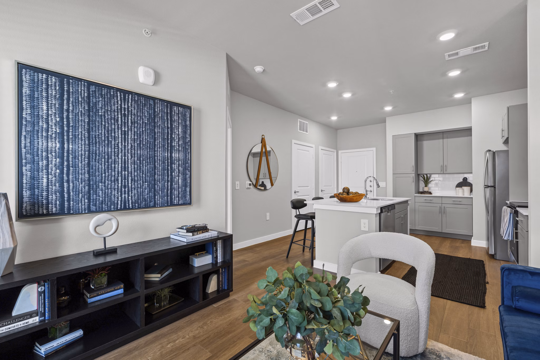 living room at Peak at 1385 Apartments