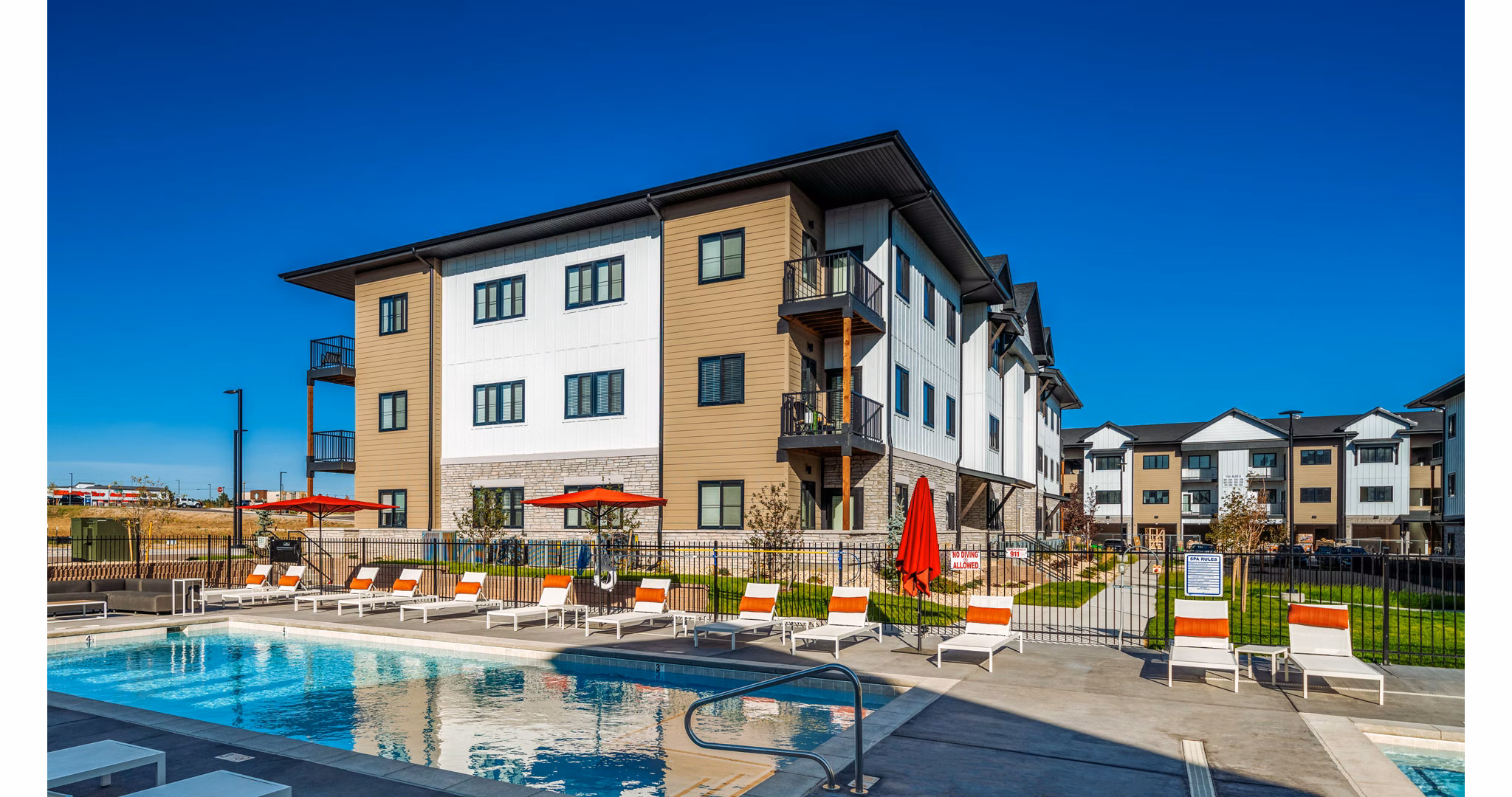 pool at Solace at the Ranch Apartments