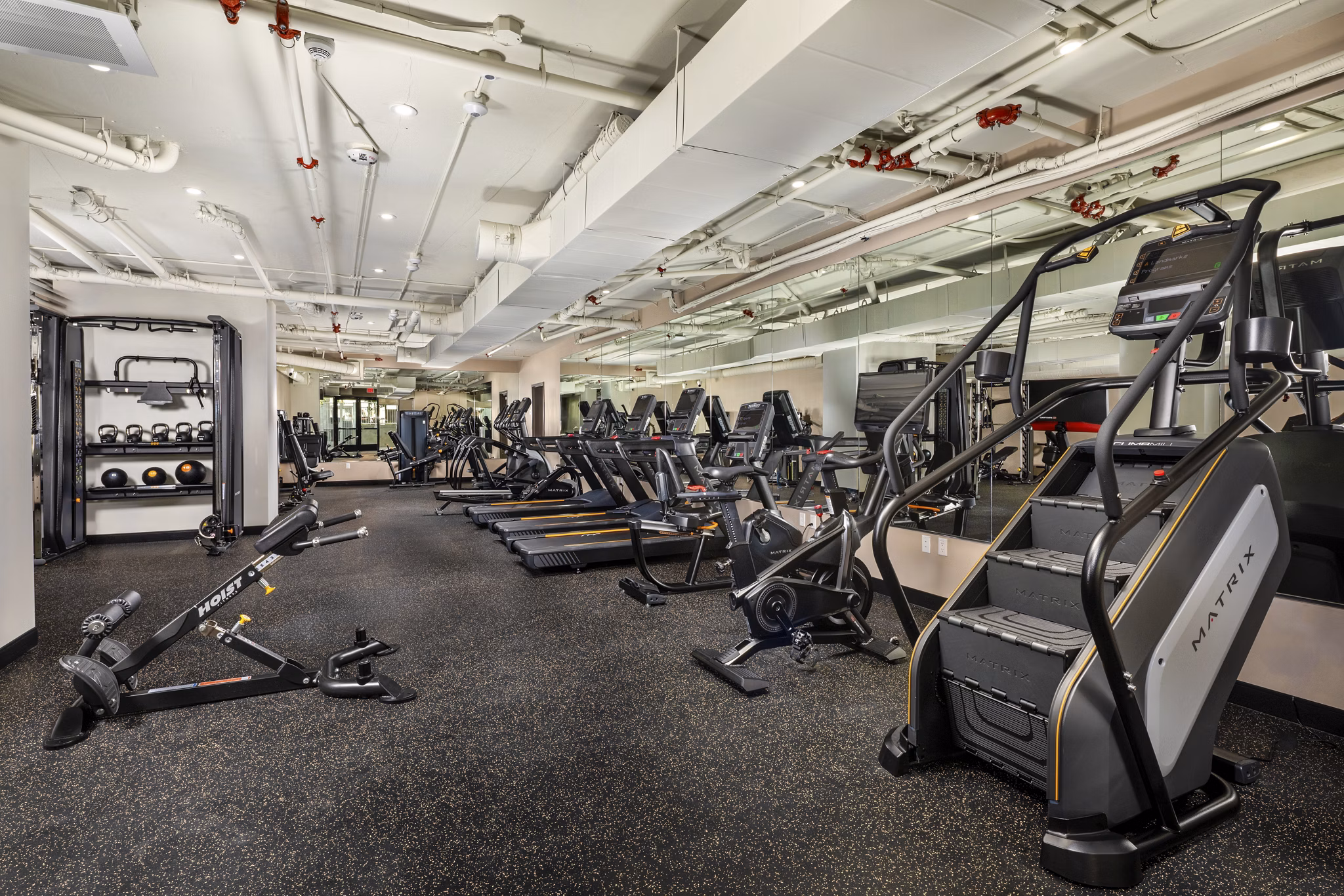 fitness center at West 5th LA Apartments