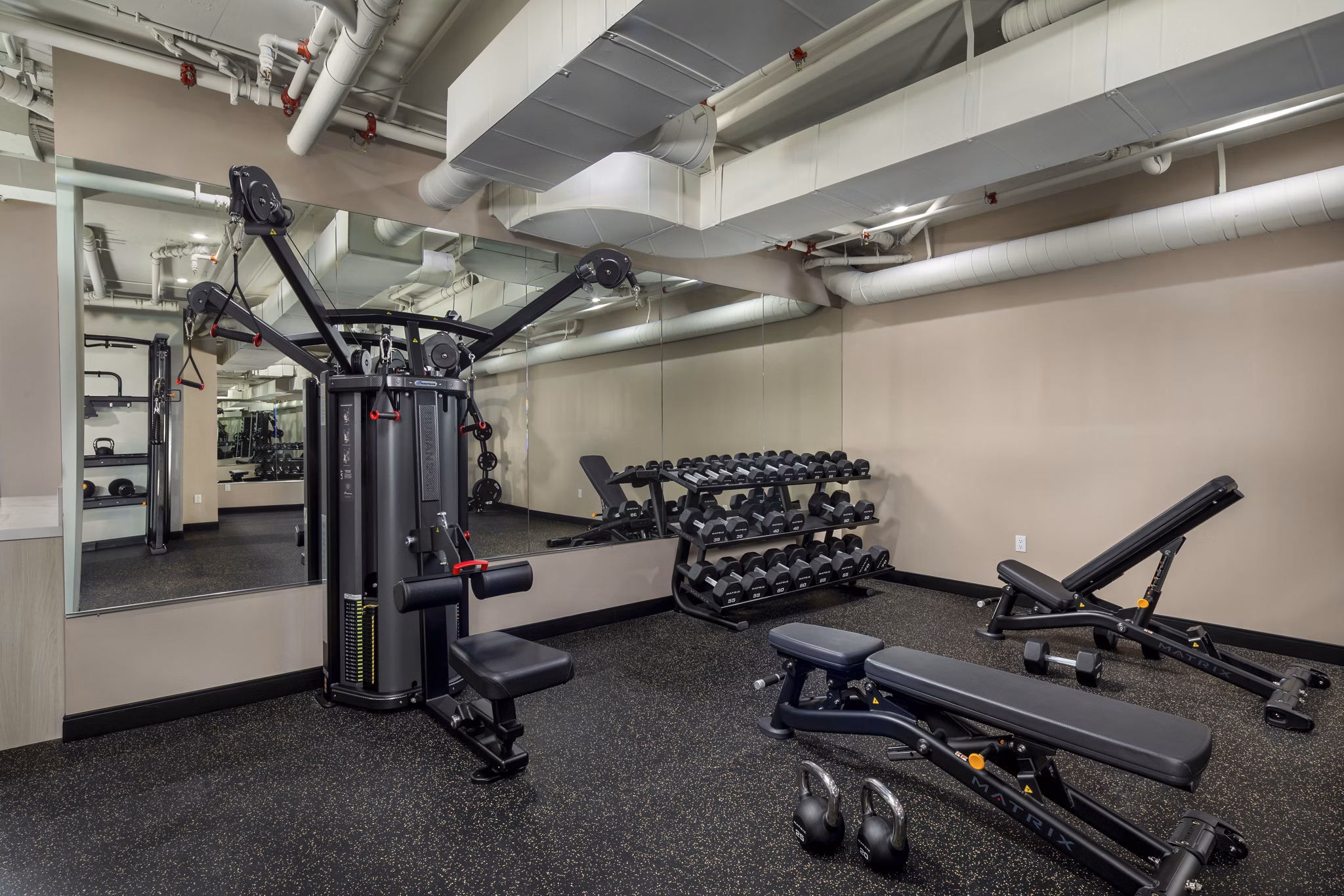 fitness center at West 5th LA Apartments