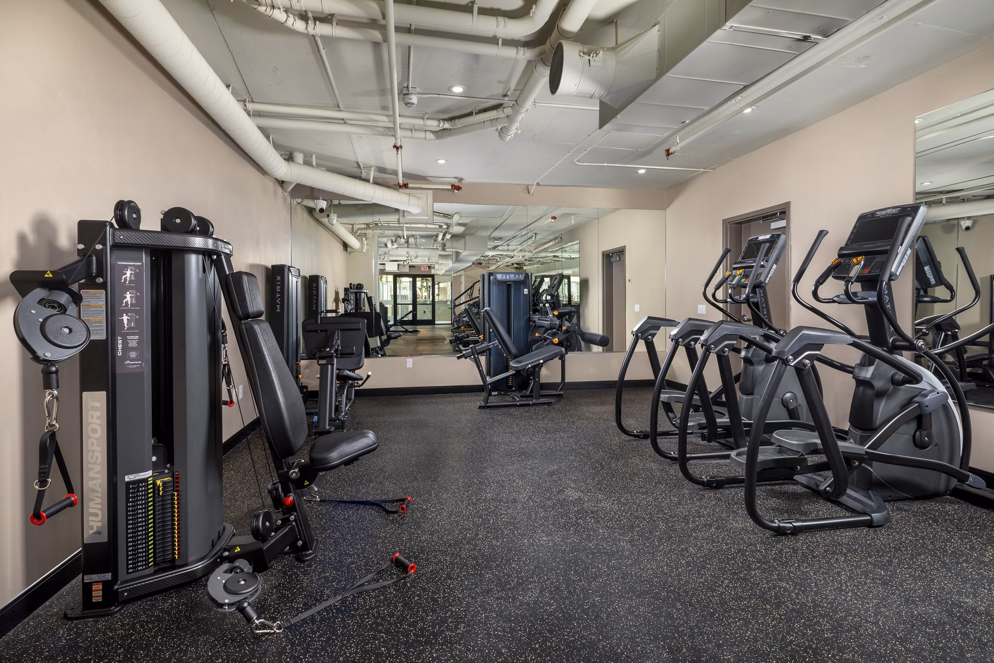 fitness center at West 5th LA Apartments