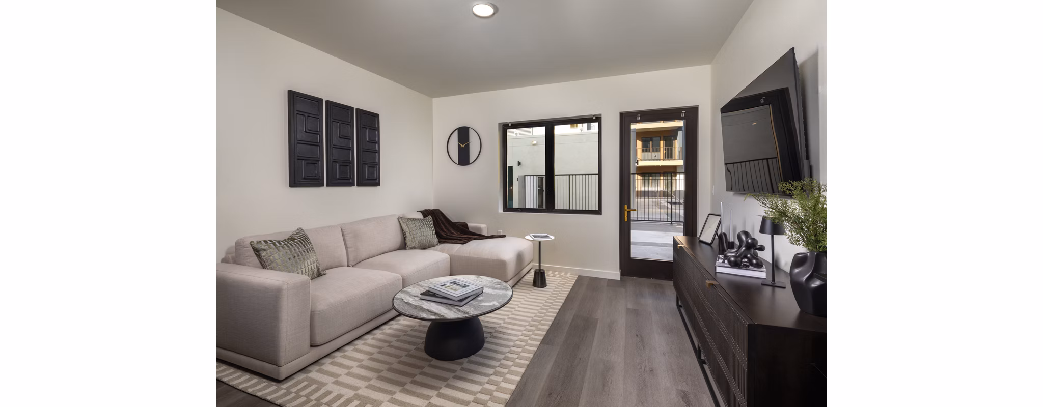 Living Room at The Monroe Apartments