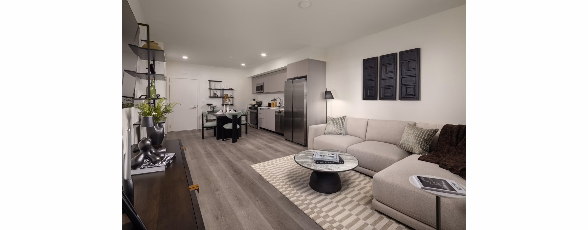 Living Room at The Monroe Apartments