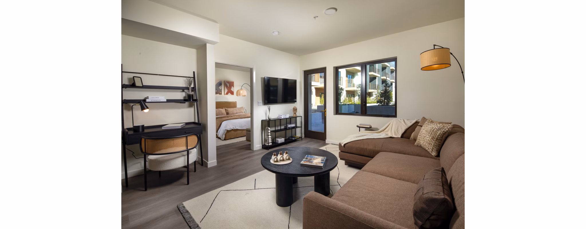 Living Room at The Monroe Apartments