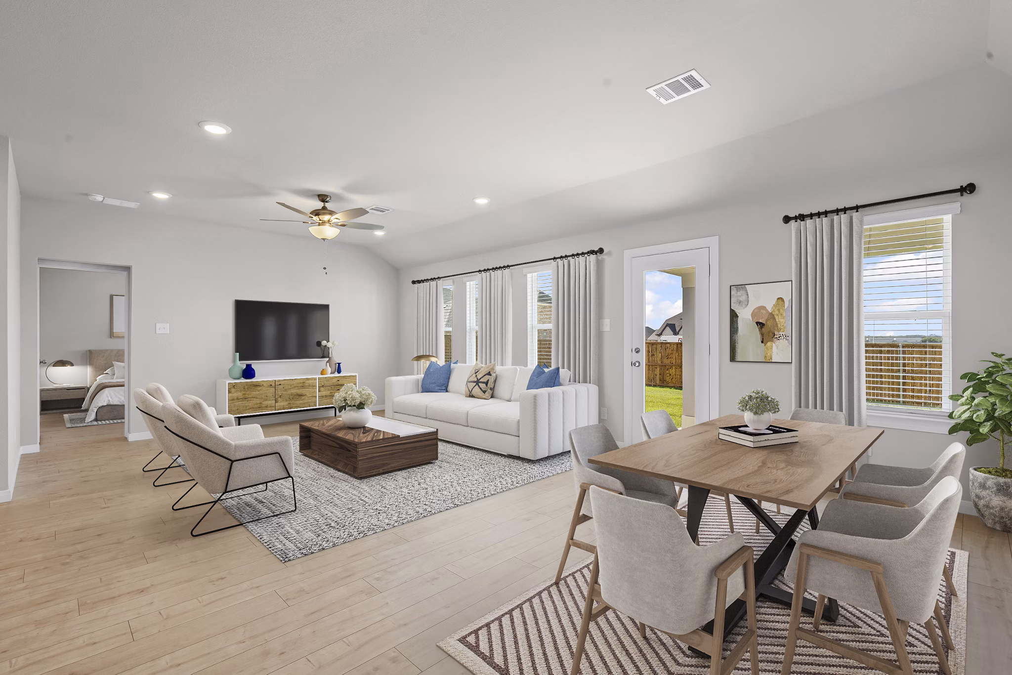 living room at Meadowlark at Wildflower Ranch Apartments