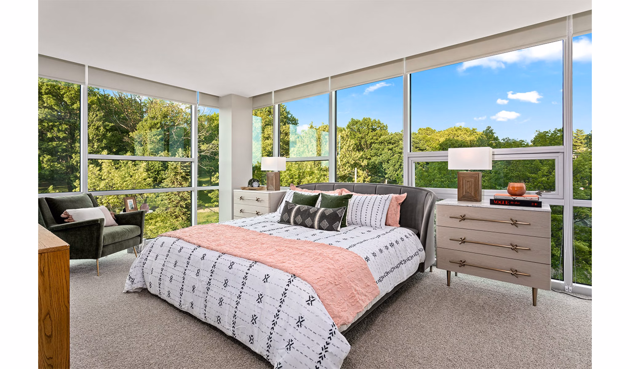 bedroom at Highland House Tower Apartments