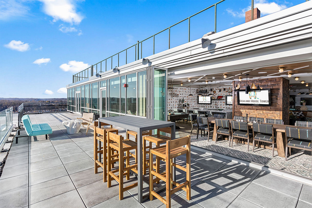 Roof deck at Highland House Tower