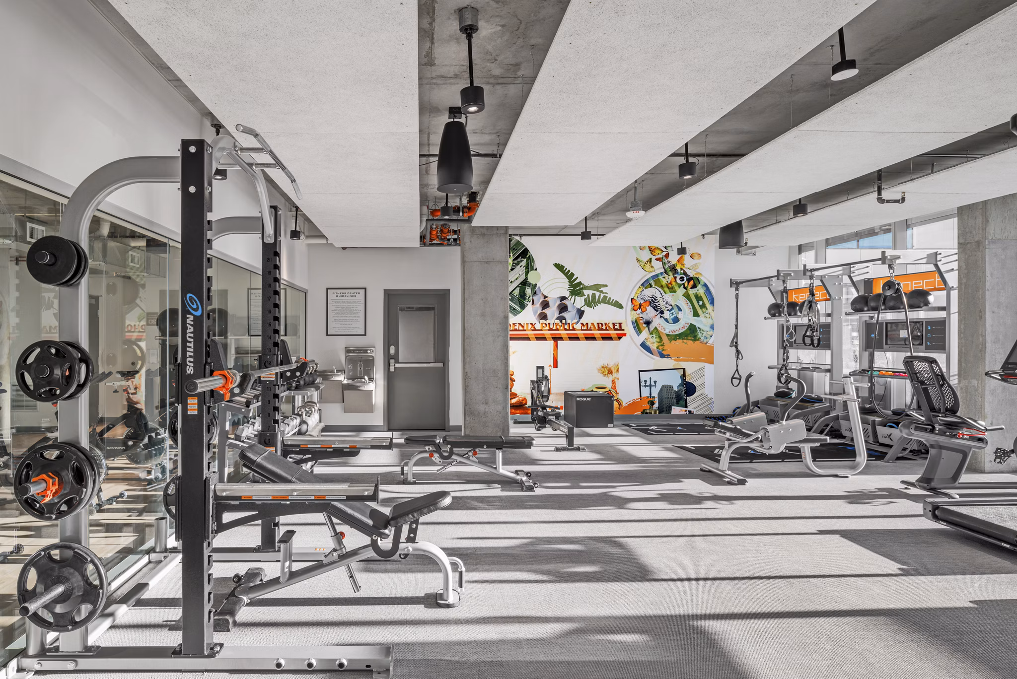 fitness center at Kenect Apartments