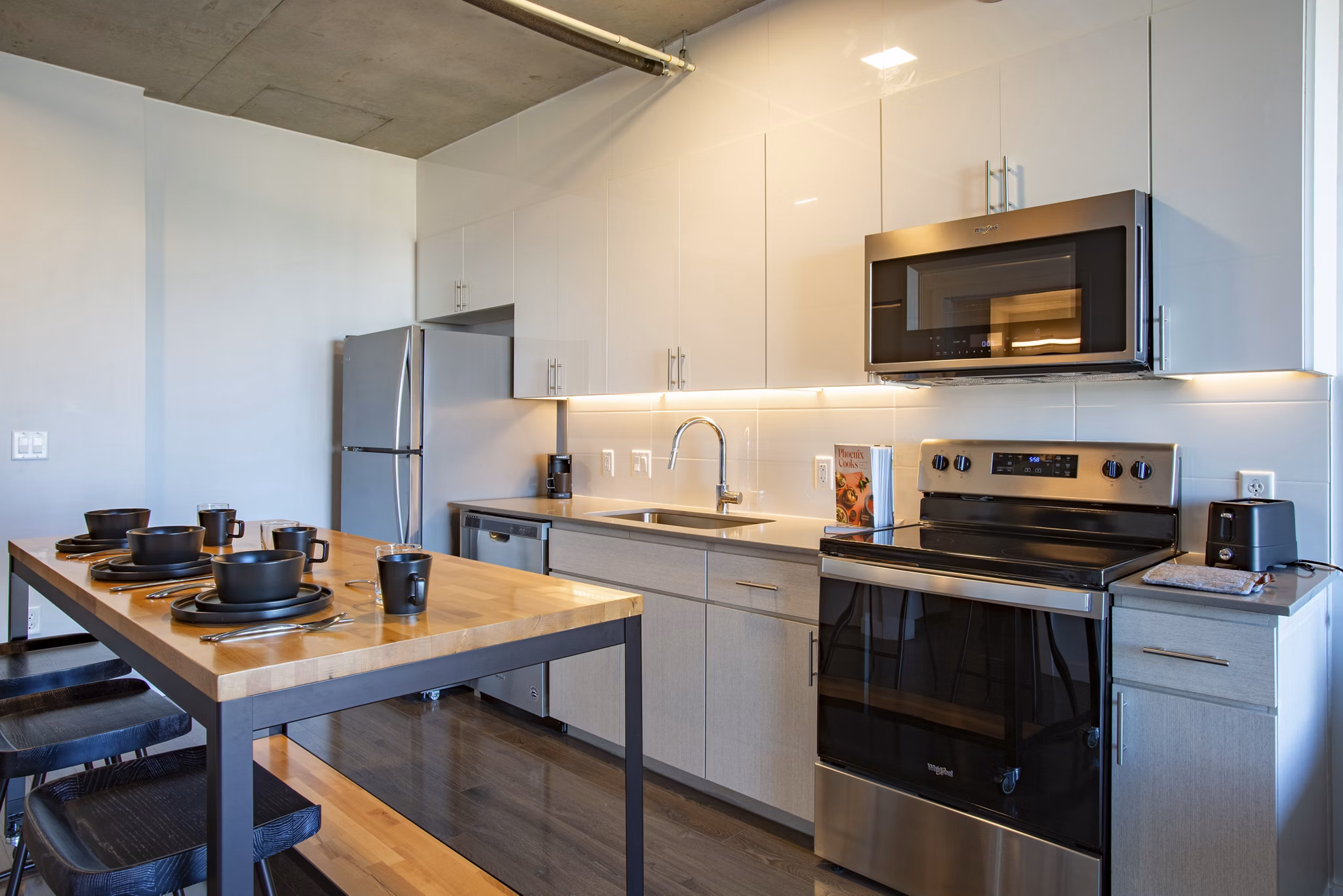 kitchen at Sora Apartments