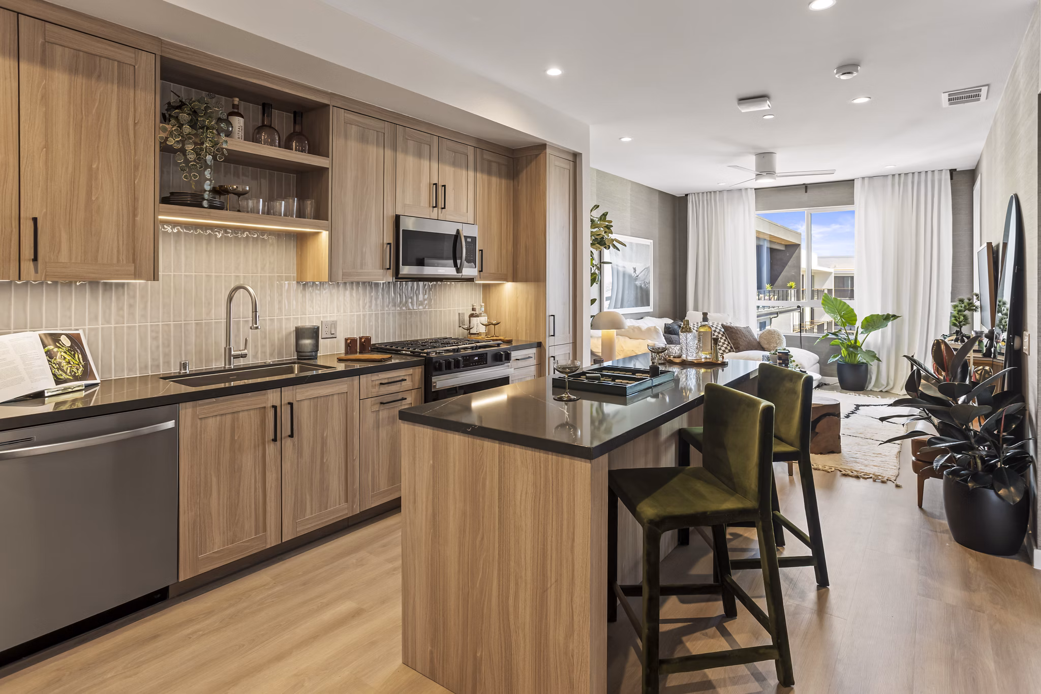Kitchen at Alexan Camellia Apartments