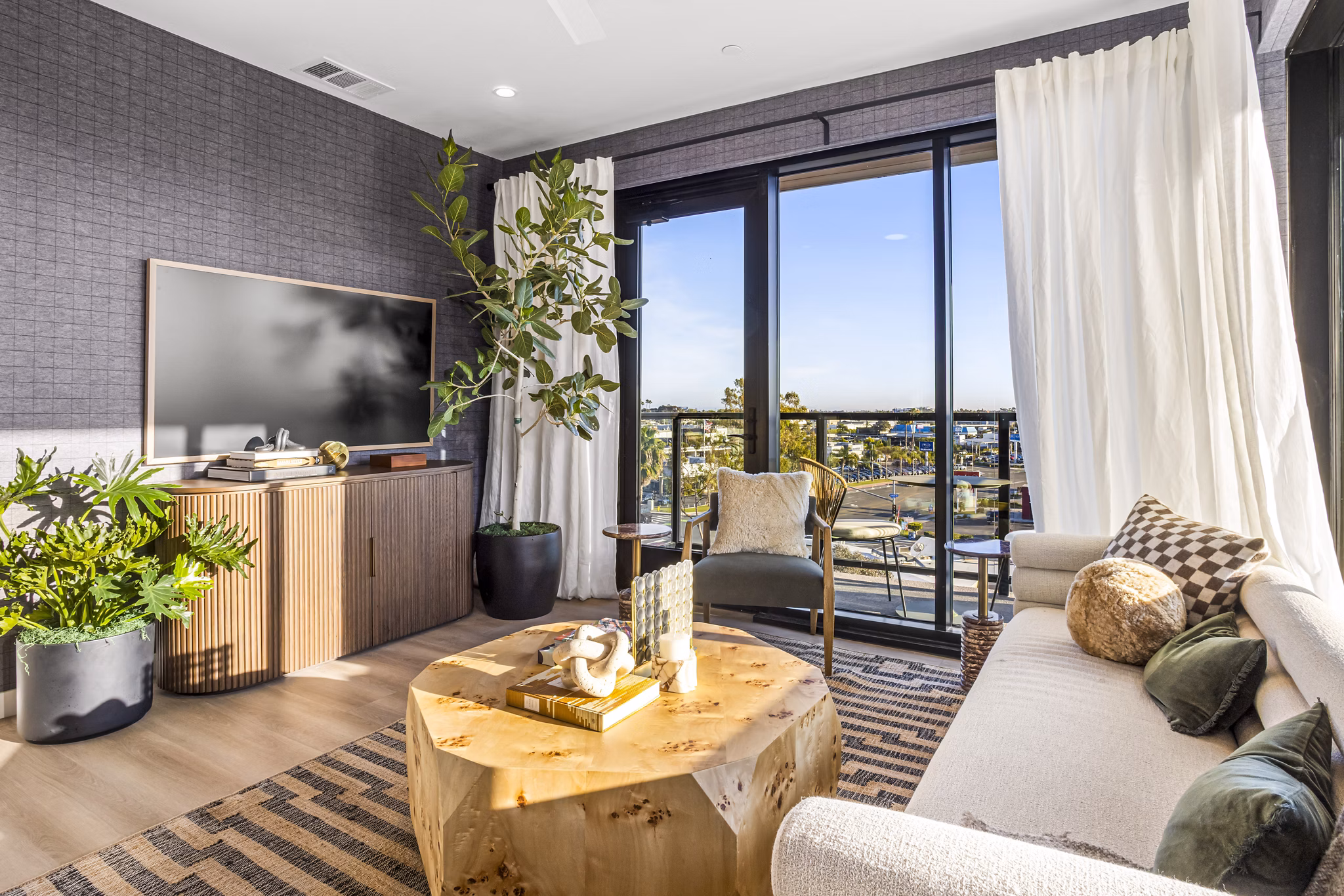Living Room at Alexan Camellia Apartments