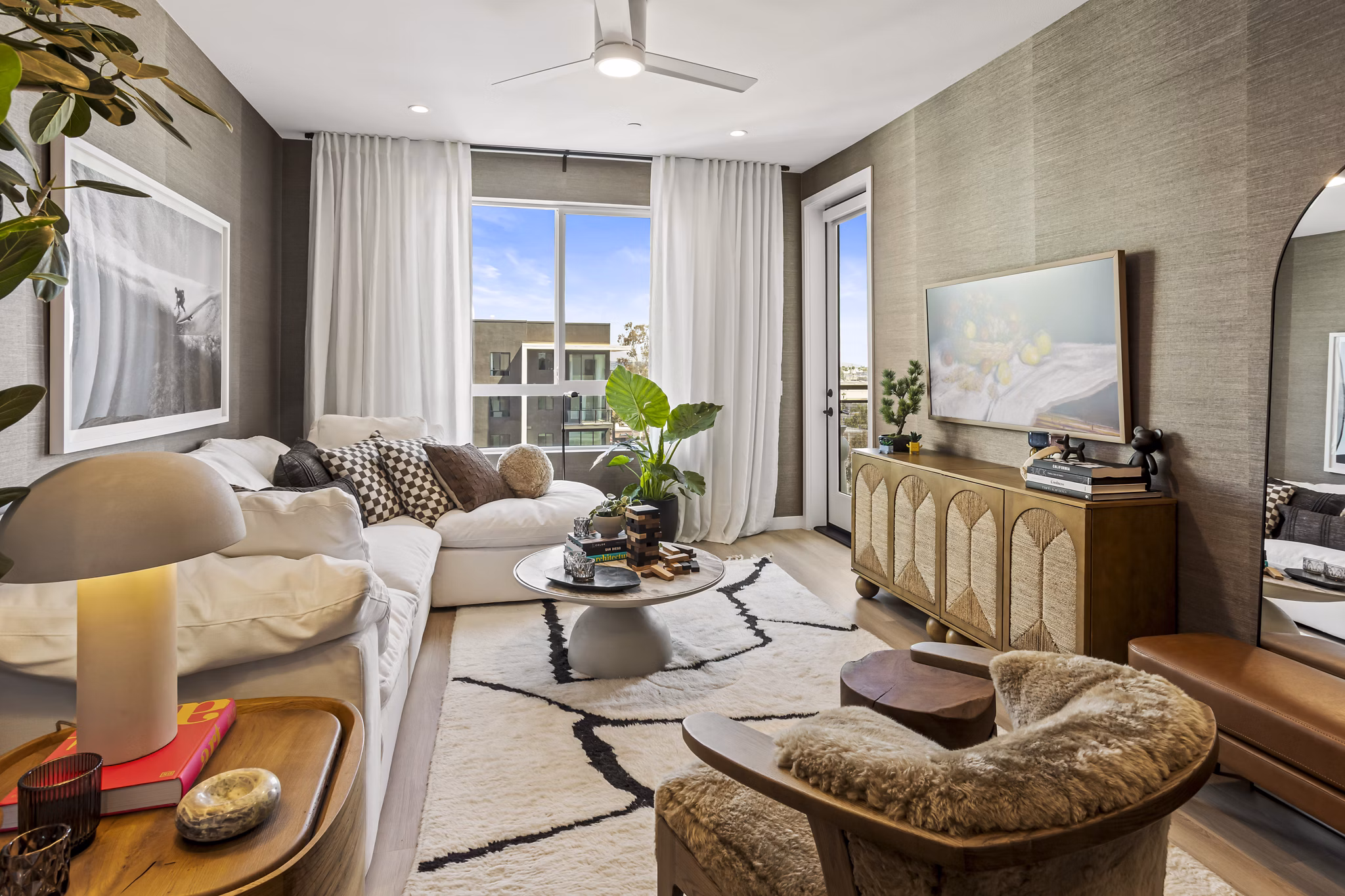 Living Room at Alexan Camellia Apartments