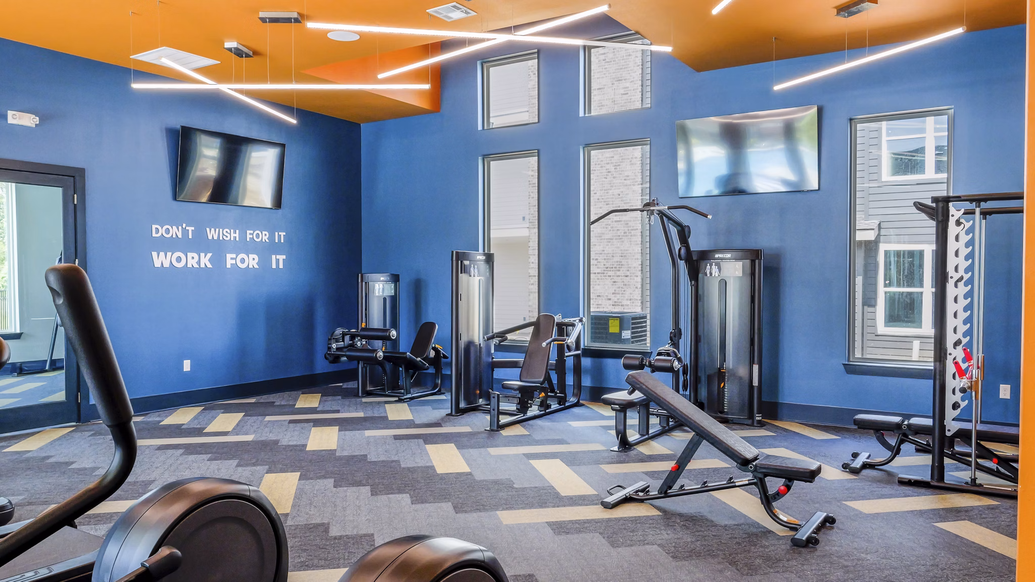 fitness center at The Waters at Settlers Trace Apartments