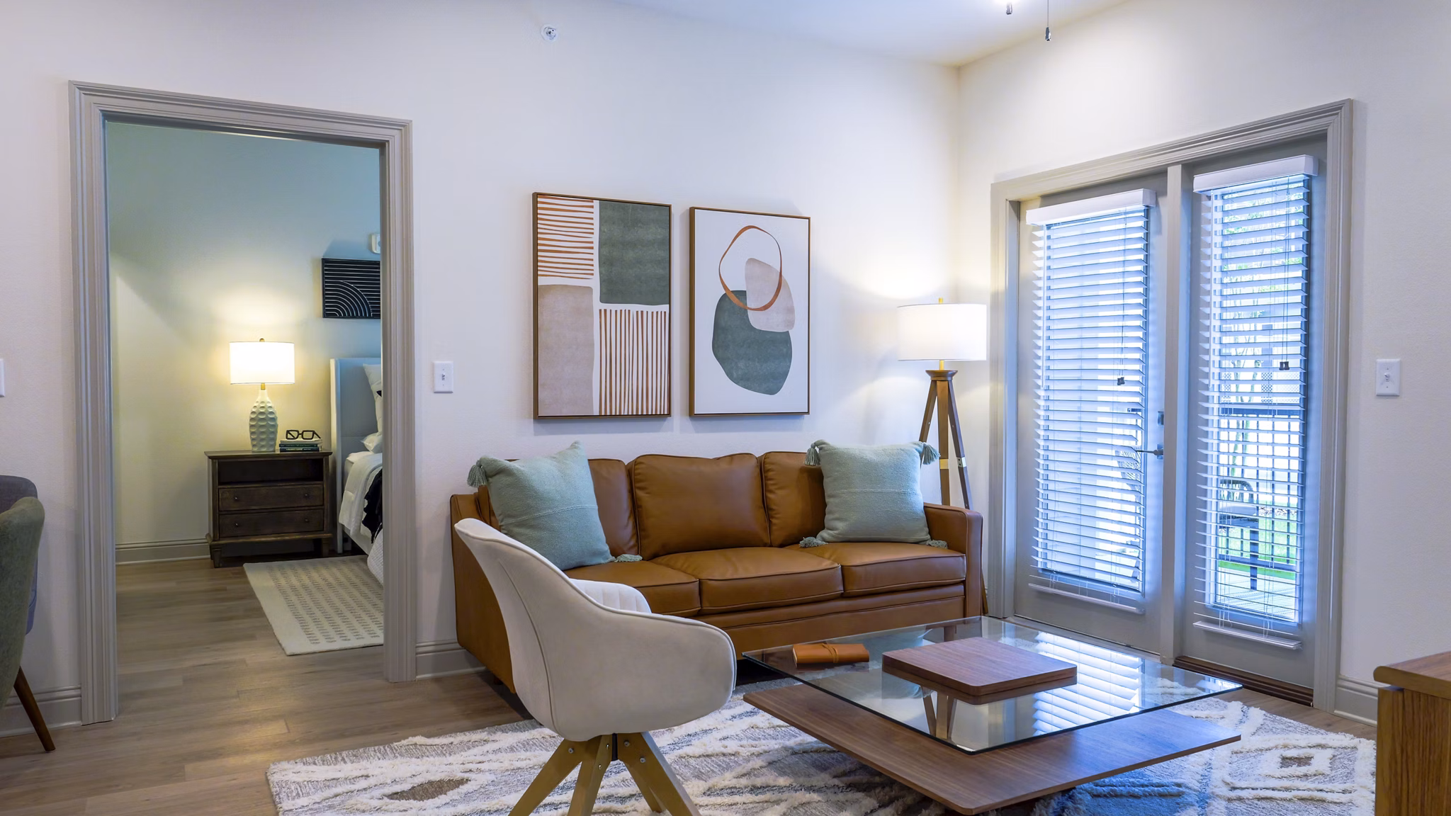 living room at The Waters at West Village Apartments 