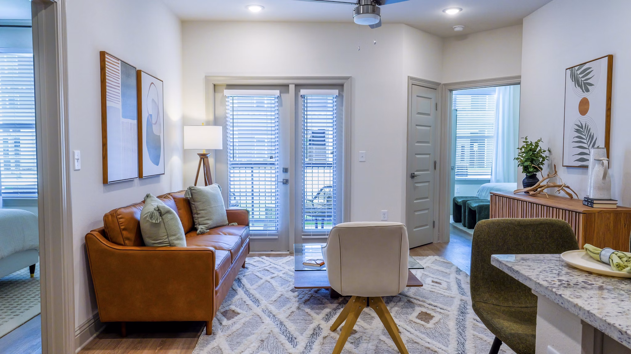 living room at The Waters at West Village Apartments 