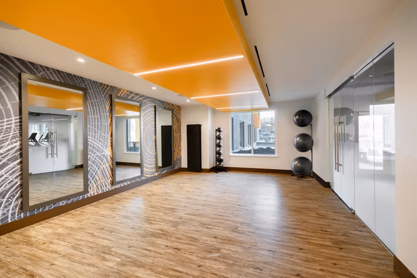 fitness center at Array at West Alex Apartments