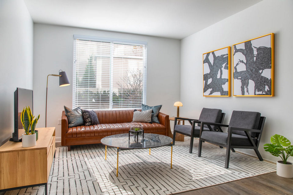 living room at Array at West Alex Apartments