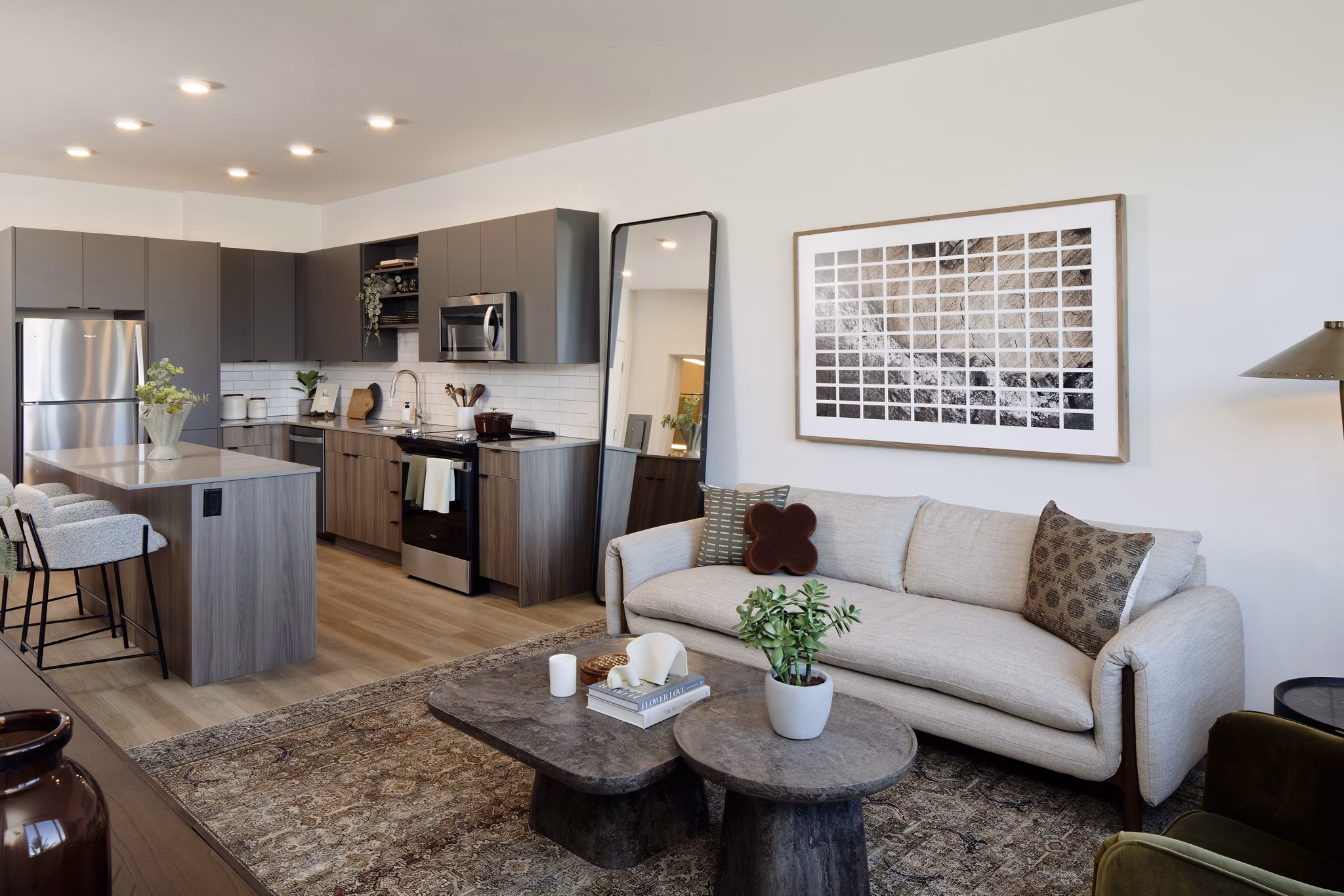 living room at Astral by Alta Apartments 
