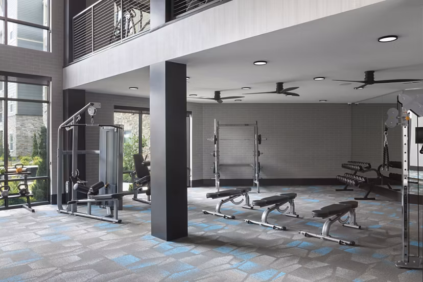 fitness center at Cyan Southcreek Apartments