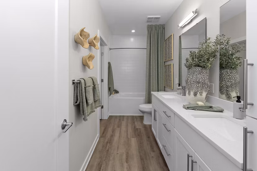 bathroom at Solstice at Eastland Yards Apartments