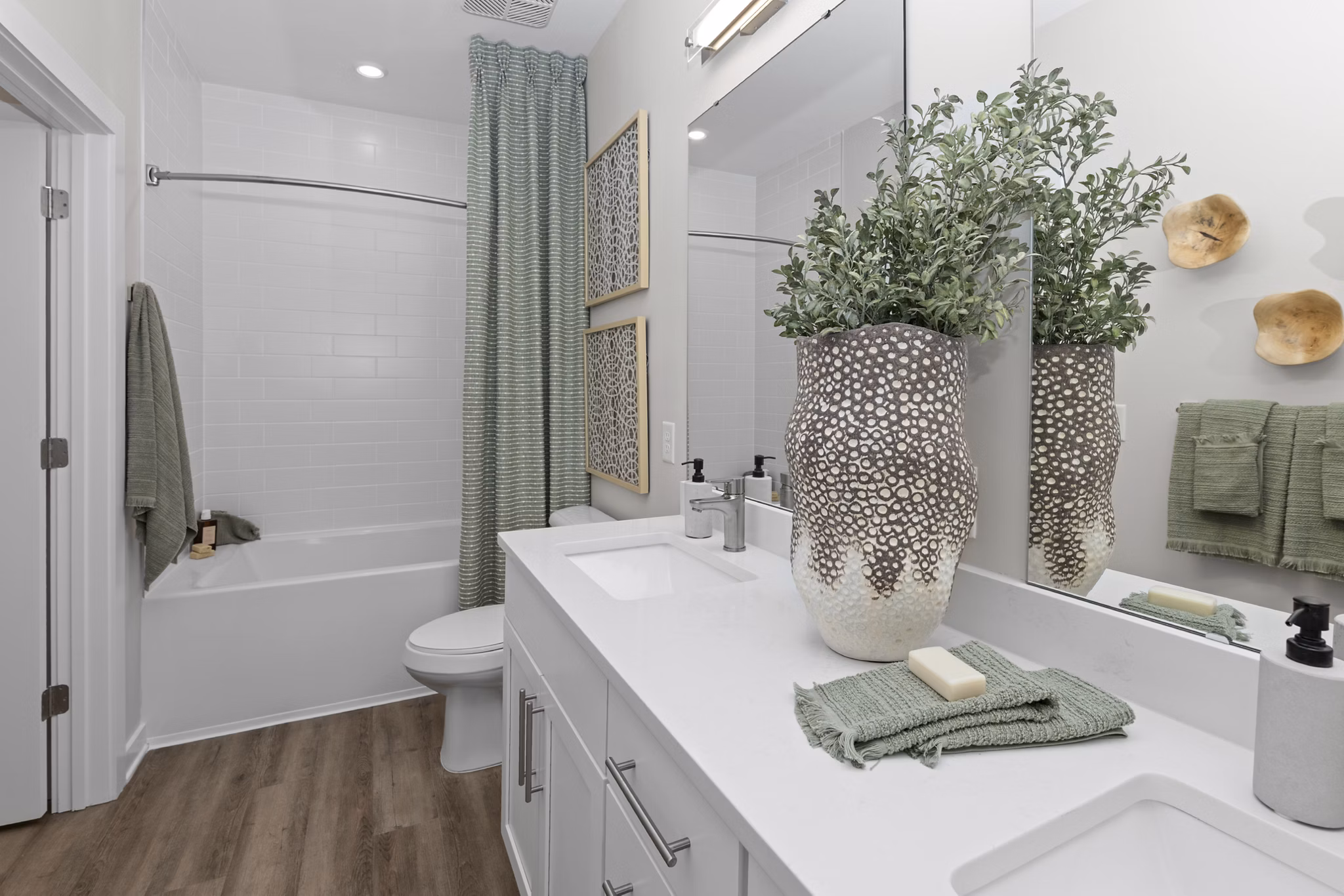 bathroom at Solstice at Eastland Yards Apartments