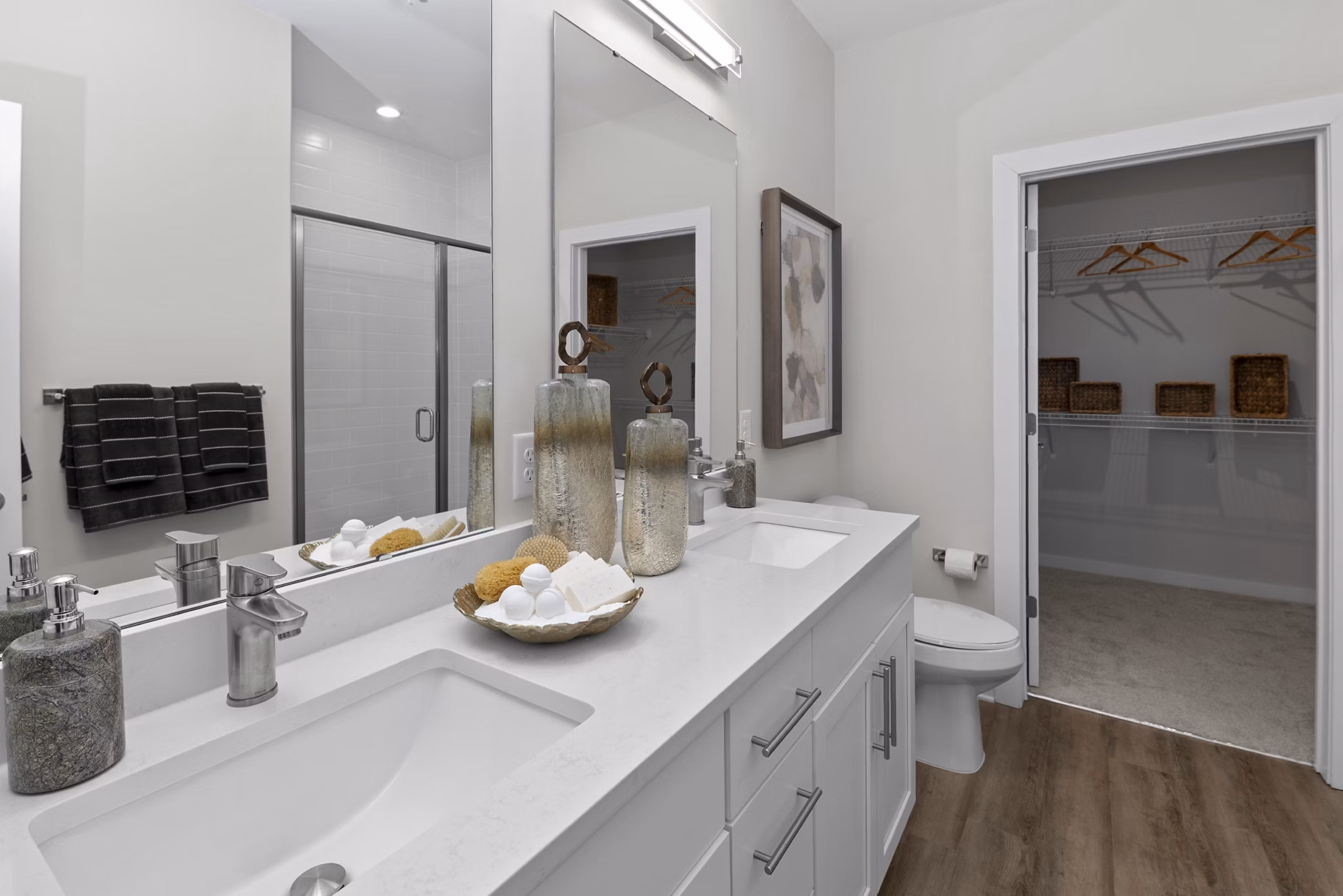 bathroom at Solstice at Eastland Yards Apartments