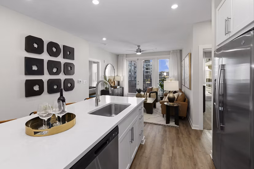 kitchen at Solstice at Eastland Yards Apartments