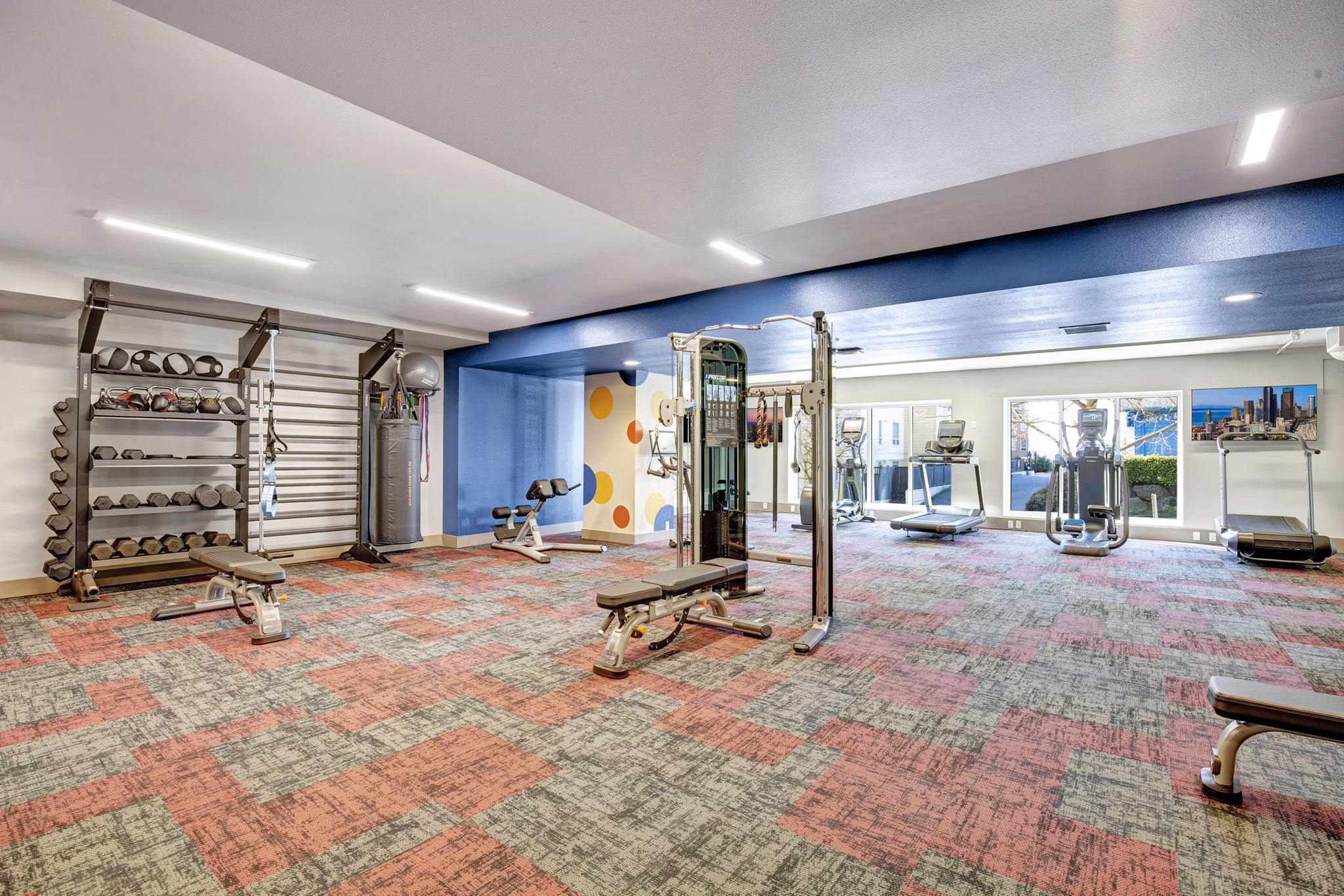 fitness center at Pratt Park Apartments