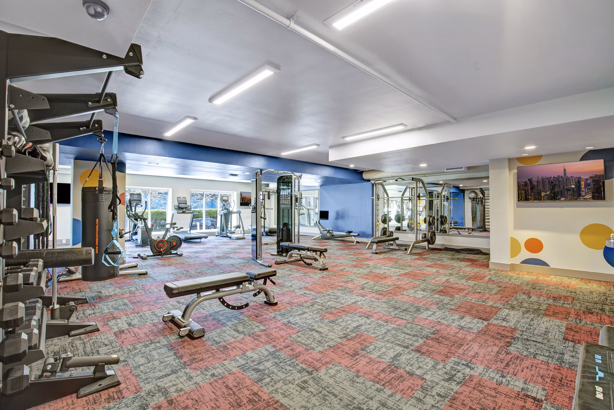 fitness center at Pratt Park Apartments
