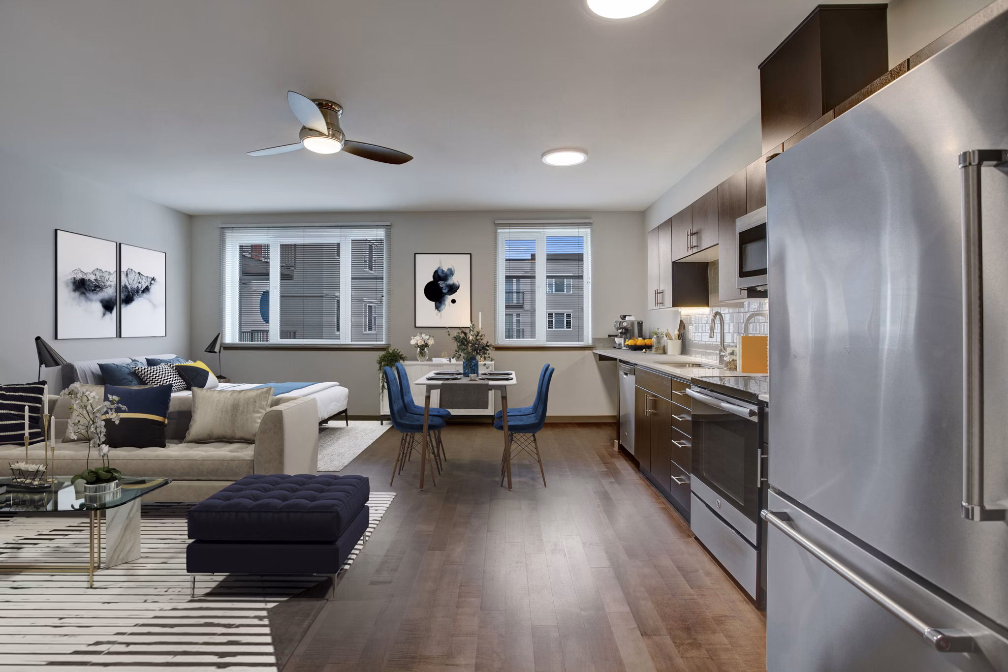 living room at Pratt Park Apartments