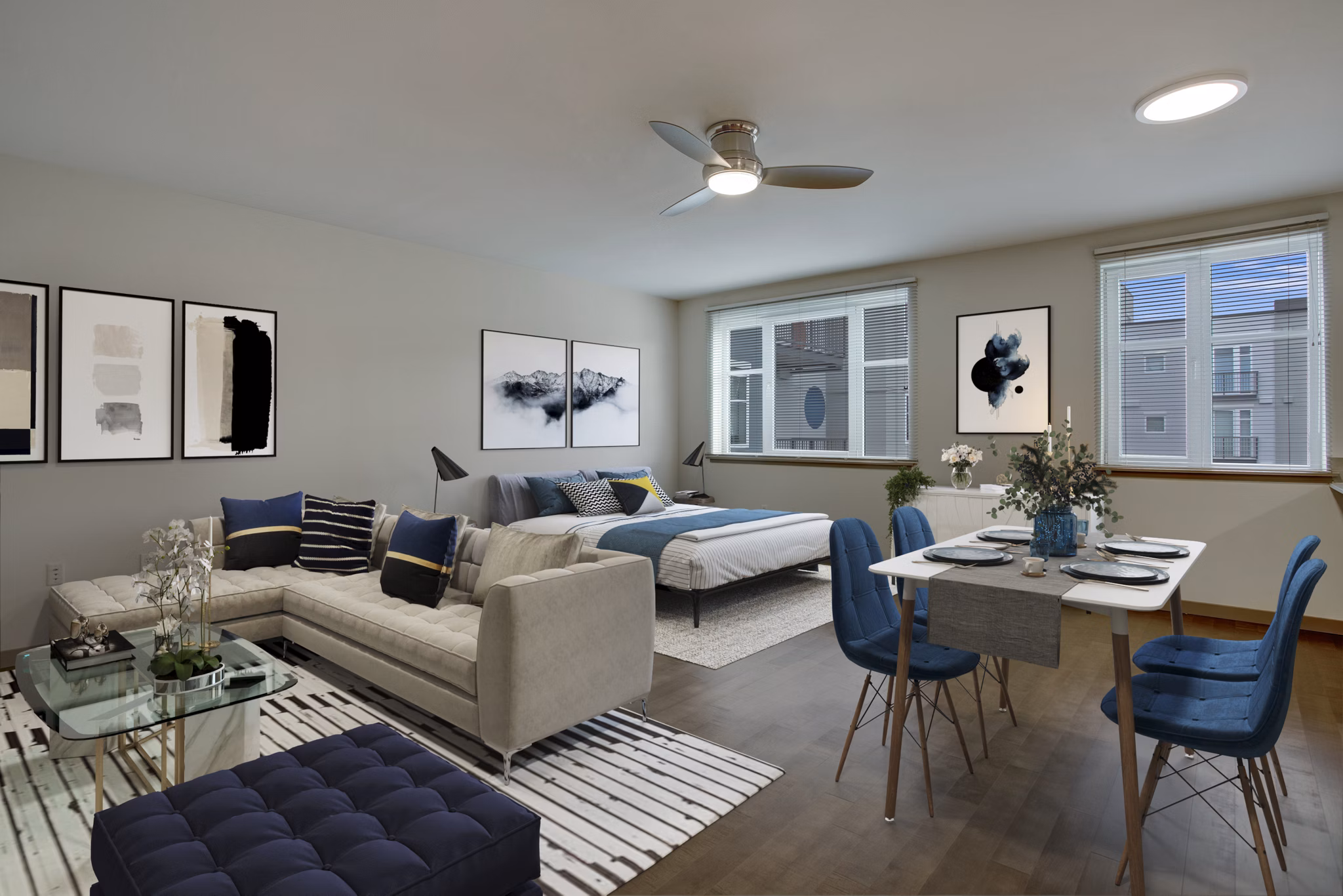 living room at Pratt Park Apartments