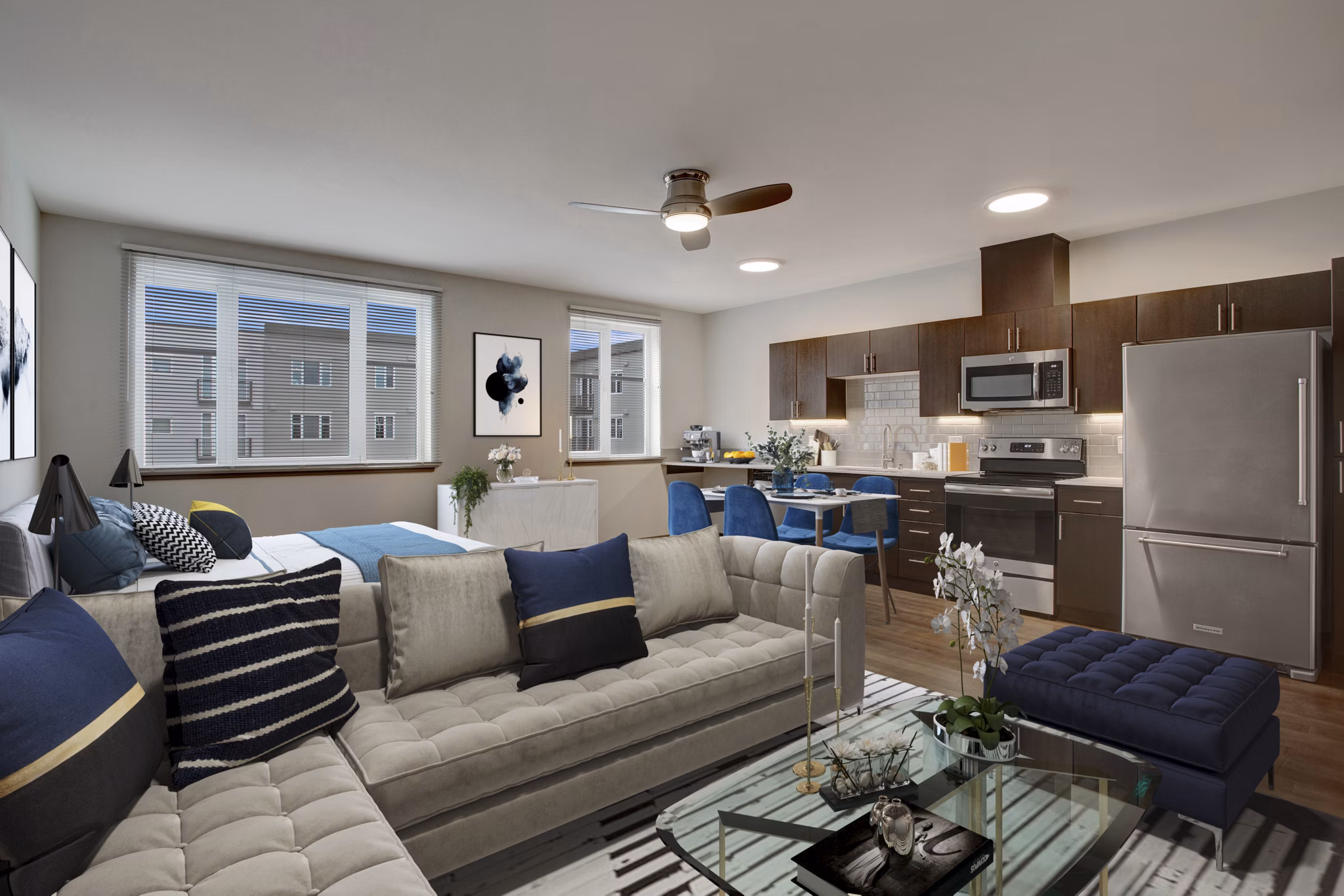 living room at Pratt Park Apartments