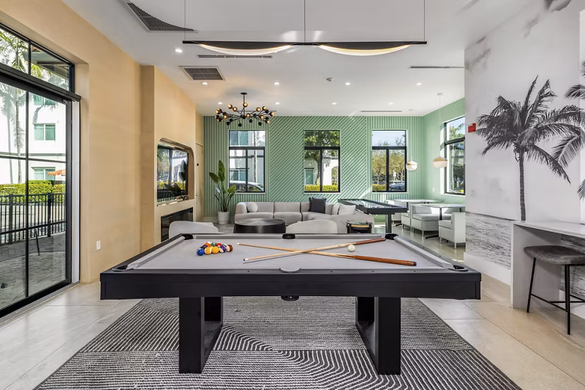 clubhouse game room at Cordoba Apartments