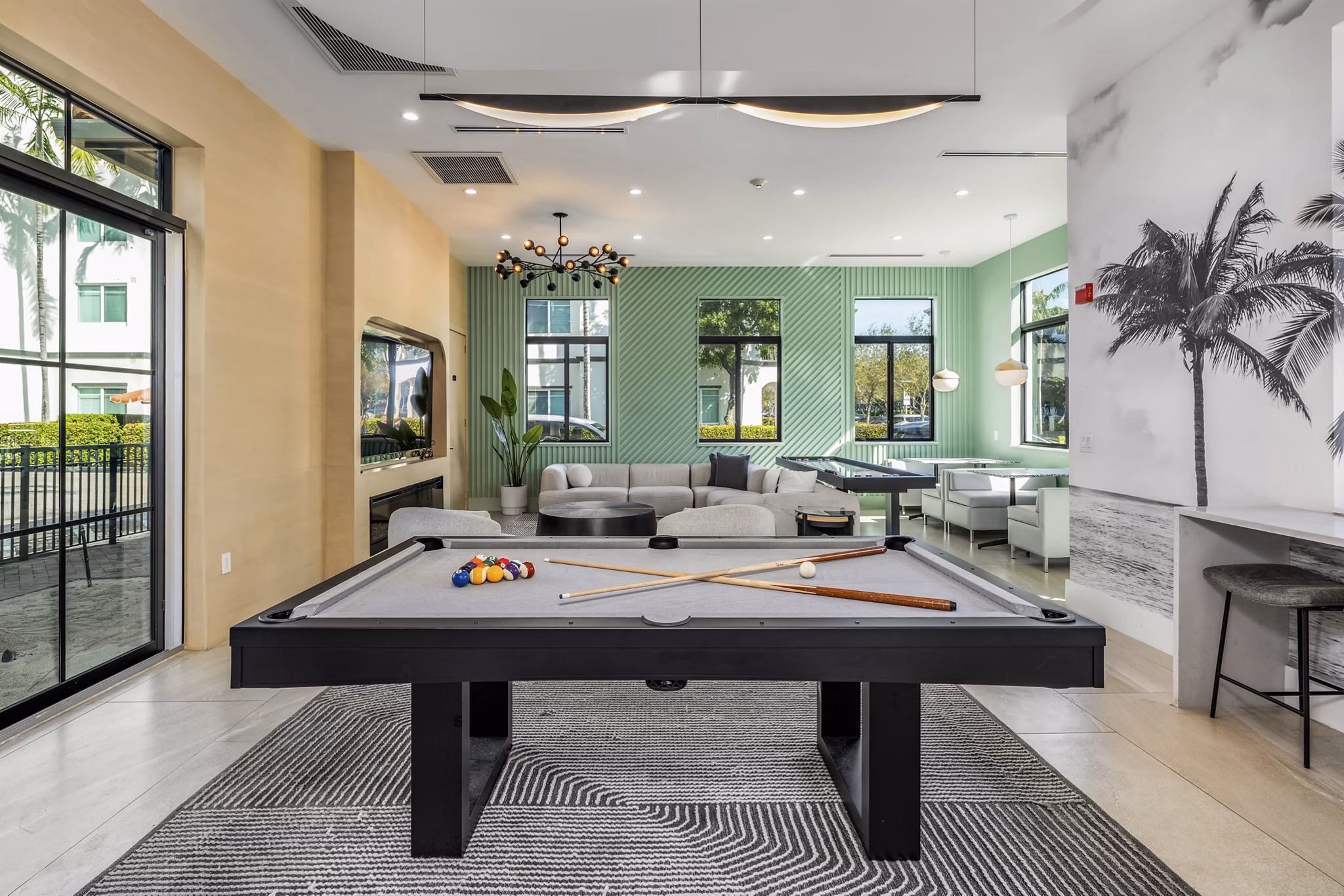 clubhouse game room at Cordoba Apartments