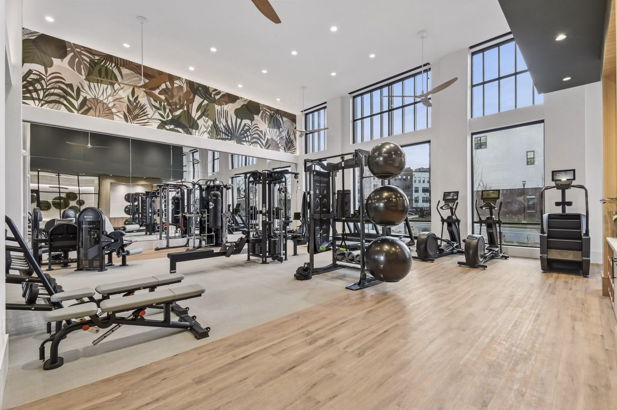fitness center at Aventon Moorefield Apartments