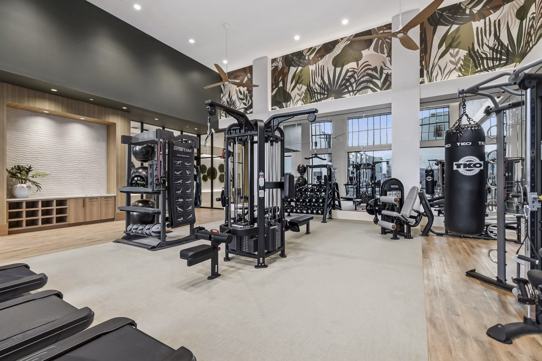 fitness center at Aventon Moorefield Apartments