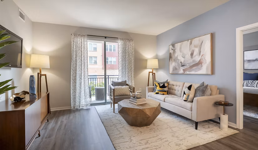 living room at Pearson Square Apartments