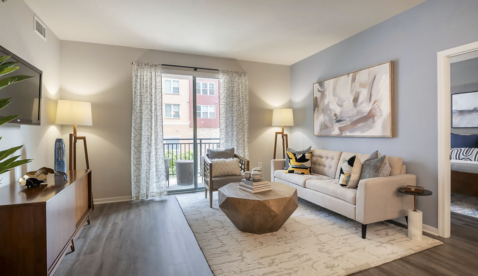 living room at Pearson Square Apartments