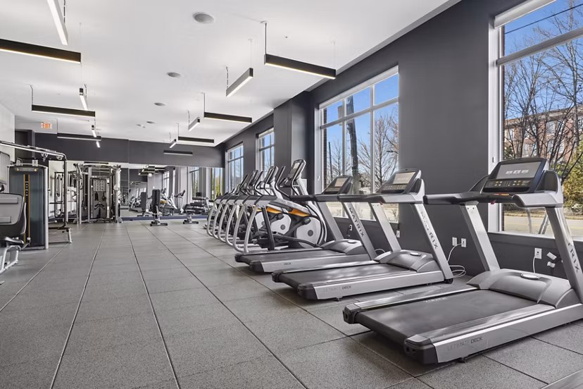 fitness center at The 266 Framingham Apartments 